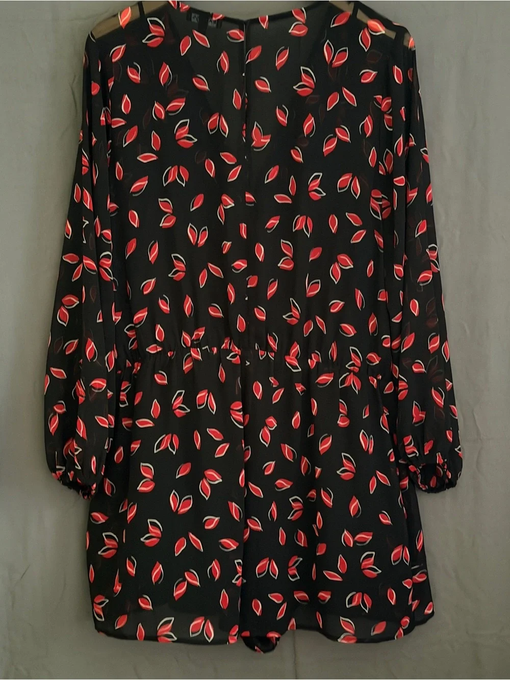 Express Black Romper with Red Leaf Print - Picture 5 of 6